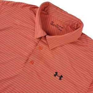 Under Armour Heatgear Polo Shirt Mens 2XL Loose Fit Neon Orange Performance Golf